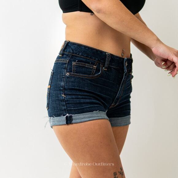 AEO Cutoff Dark Indigo Denim Jean Shorts - Picture 4 of 8